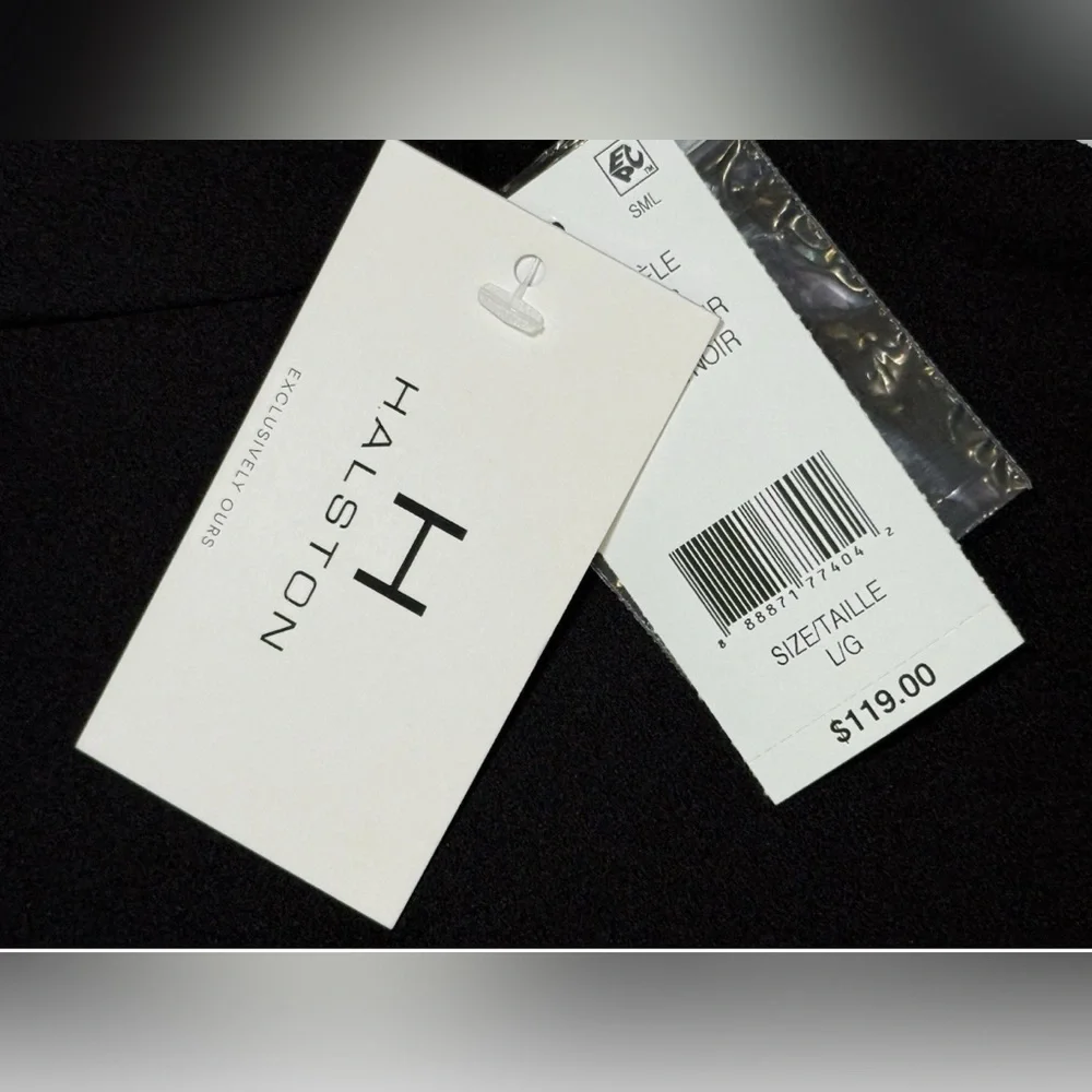 NWT Halston Key Hole Black Midi Dress Size L Large Designer Lightweight $119 - Picture 9 of 10